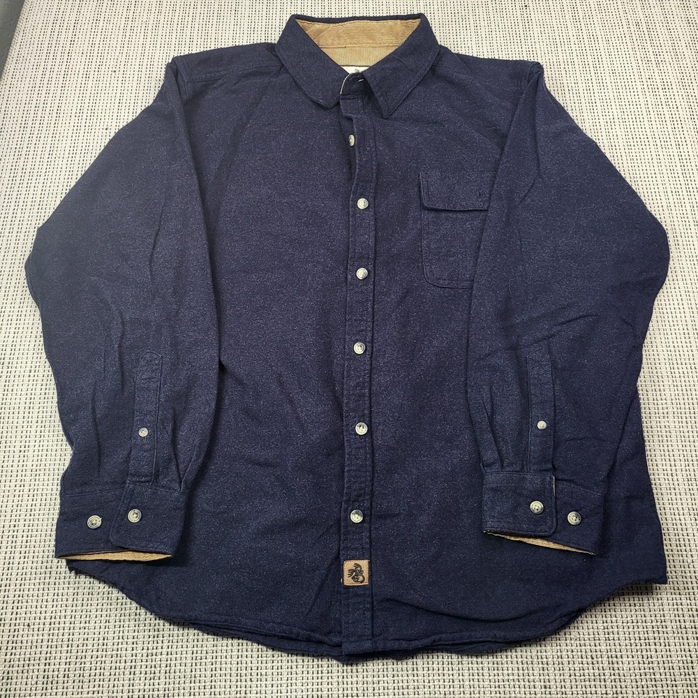 Legendary Whitetails Shirt Mens Large Blue Long Sleeve Button Front Flannel
